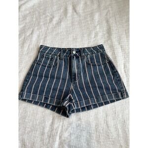 PacSun Women's Red White Blue Striped Denim Mom Shorts 25 Americana